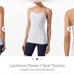 Lululemon Power Y Tank *Everlux
Incognito Camo Alpine White Multi